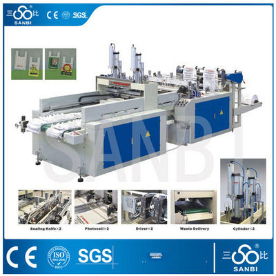 China 9Kw Auto Polythene Bag Making Machine / Equipment With Two Sealing knifes supplier