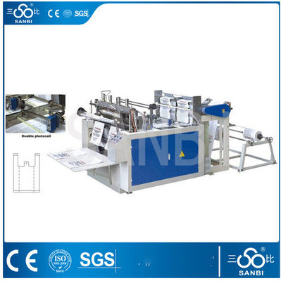 China Two Lines Hot Sealing T-shirt Bag Making Machine With Unwinding Machine supplier